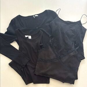 Lot H&M Black Tops- Long Sleeve, Camisole, Cropped Tank, Wild Fable Body Suit